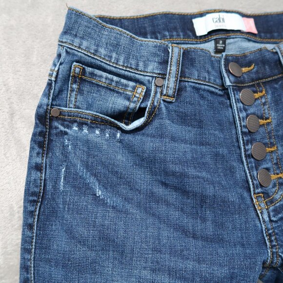 Cabi Jeans Womens 2 Blue Button Fly Straight Distressed Boho Chic Retro Preppy - Picture 4 of 16